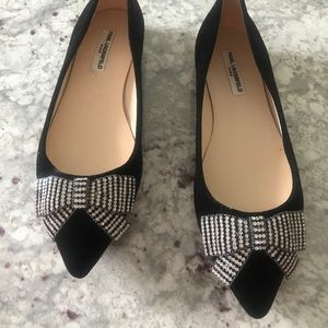 Karl lagerfeld Paris bow tie velvet pointy flats